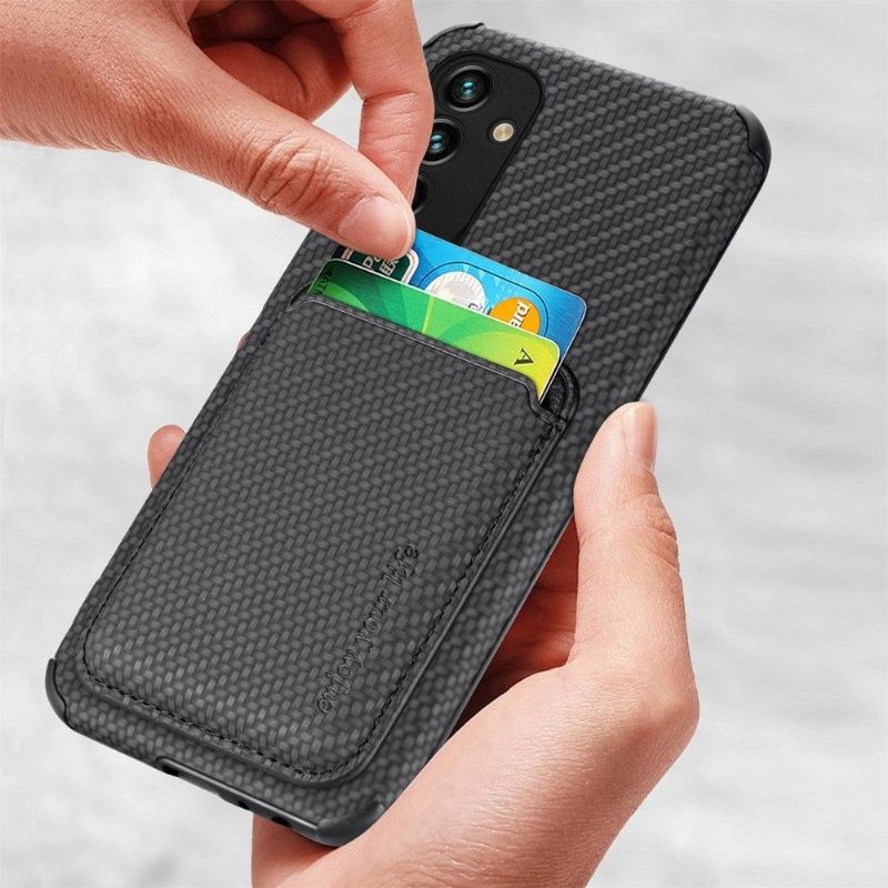 Deksel Til Samsung Galaxy M23 5G Originalitet Magnetisk Kortholder I Karbonfiber