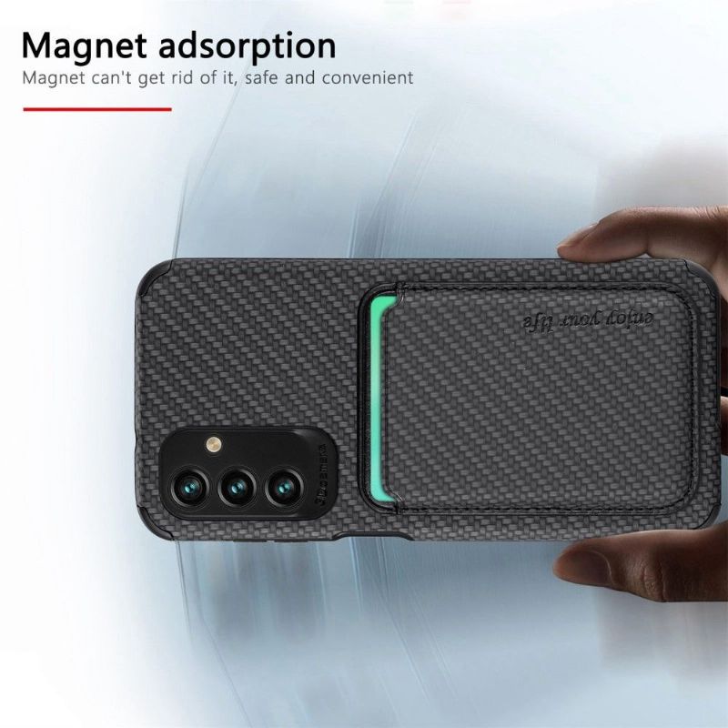 Deksel Til Samsung Galaxy M23 5G Originalitet Magnetisk Kortholder I Karbonfiber