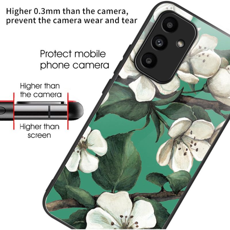 Deksel Samsung Galaxy A15 Herdet Glass Hvite Blomster