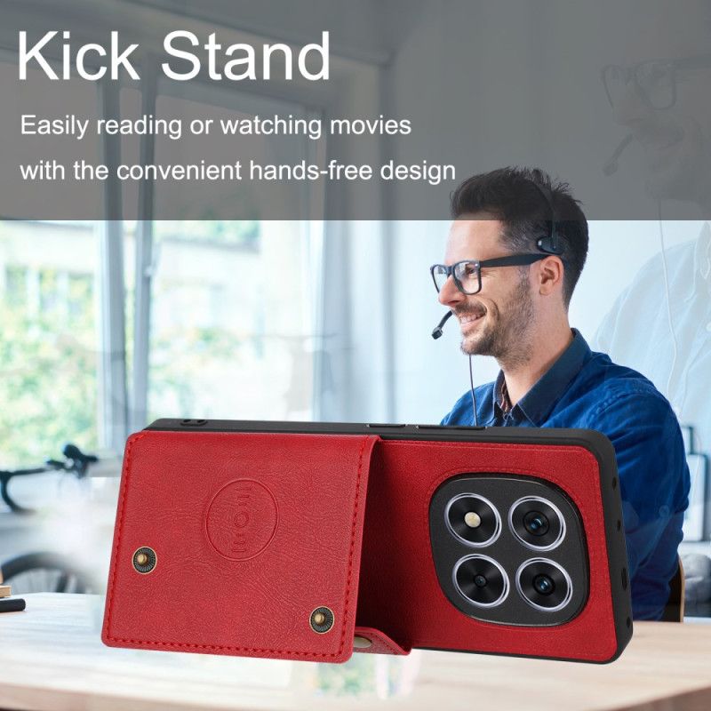 Deksel Xiaomi Redmi Note 14 Pro Plus 5g Kortholder Og Stativ I Skinnstil