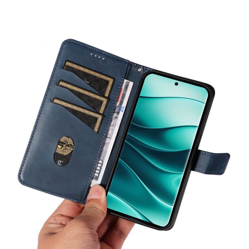 Folio Deksel Til Xiaomi Redmi Note 14 Pro Plus 5g Tofarget Stripete Strap-on