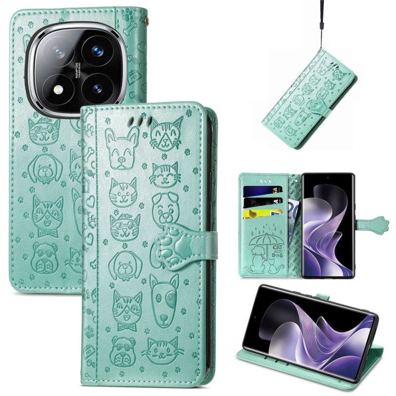 Folio Deksel Xiaomi Redmi Note 14 Pro Plus 5g Animerte Dyr Beskyttelse Deksel