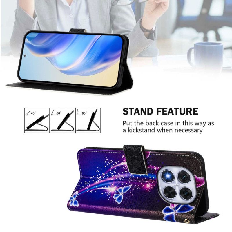 Folio Deksel Xiaomi Redmi Note 14 Pro Plus 5g Festlig Sommerfuglmønster Beskyttelse Deksel