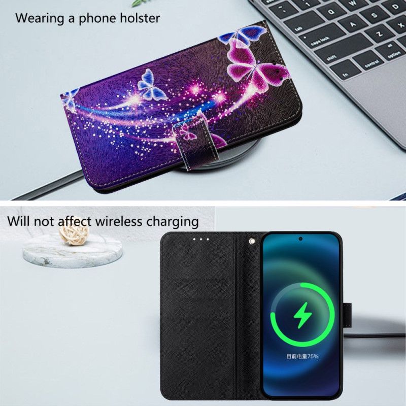 Folio Deksel Xiaomi Redmi Note 14 Pro Plus 5g Festlig Sommerfuglmønster Beskyttelse Deksel