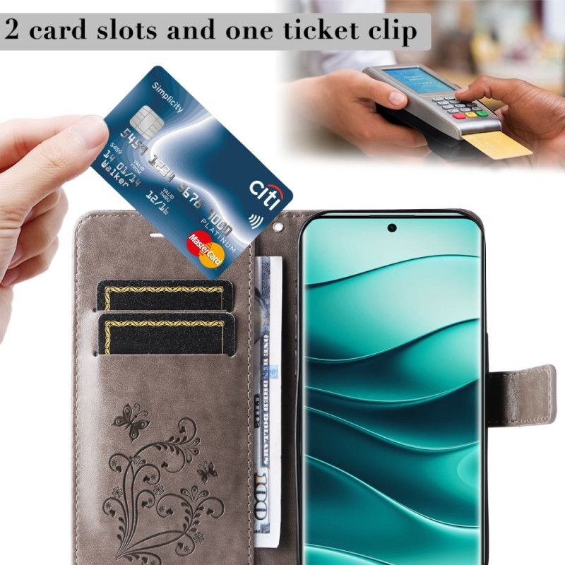 Folio Deksel Xiaomi Redmi Note 14 Pro Plus 5g Kjempestore Sommerfugler Beskyttelse Deksel