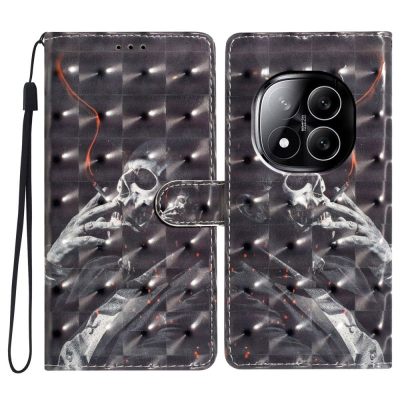 Folio Deksel Xiaomi Redmi Note 14 Pro Plus 5g Røykende 3d-skjelett Beskyttelse Deksel