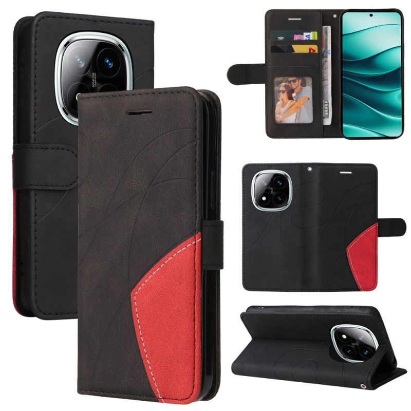 Folio Deksel Xiaomi Redmi Note 14 Pro Plus 5g Tofargede Bølgete Linjer