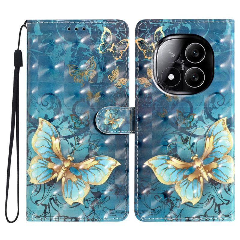 Lærdeksel Folio Deksel Xiaomi Redmi Note 14 Pro Plus 5g Mobildeksel 3d Sommerfugler