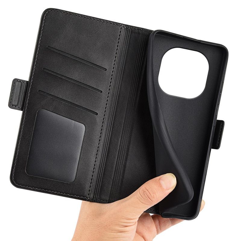 Lærdeksel Folio Deksel Xiaomi Redmi Note 14 Pro Plus 5g Mobildeksel Dobbel Lås