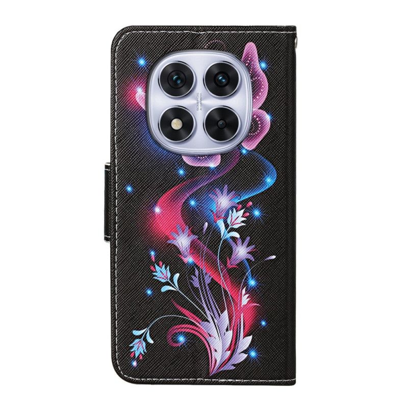 Lærdeksel Folio Deksel Xiaomi Redmi Note 14 Pro Plus 5g Mobildeksel Glødende Sommerfugler