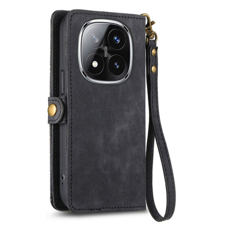 Lærdeksel Folio Deksel Xiaomi Redmi Note 14 Pro Plus 5g Mobildeksel Lommebok Med Geometriske Linjer