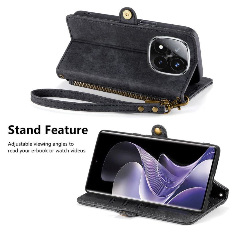 Lærdeksel Folio Deksel Xiaomi Redmi Note 14 Pro Plus 5g Mobildeksel Lommebok Med Geometriske Linjer