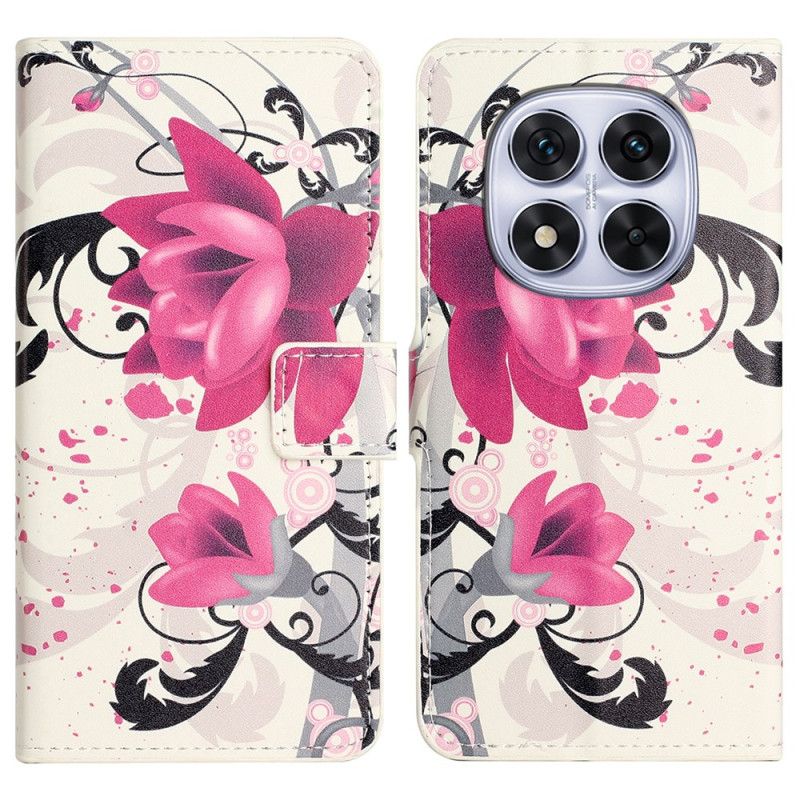 Lærdeksel Folio Deksel Xiaomi Redmi Note 14 Pro Plus 5g Mobildeksel Lotusblomst