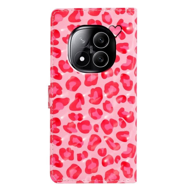 Lærdeksel Folio Deksel Xiaomi Redmi Note 14 Pro Plus 5g Rosa Leopardmønster 3d