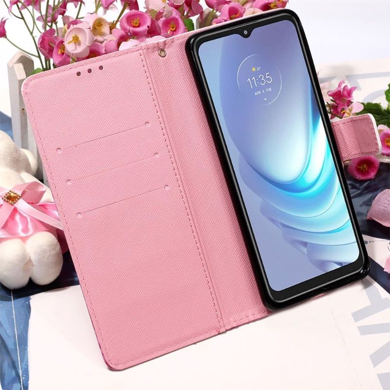 Folio Deksel Til Motorola Moto G50 Rosa Blomst
