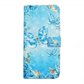 Folio Deksel Oneplus Nord 4 3d-blå Sommerfugler
