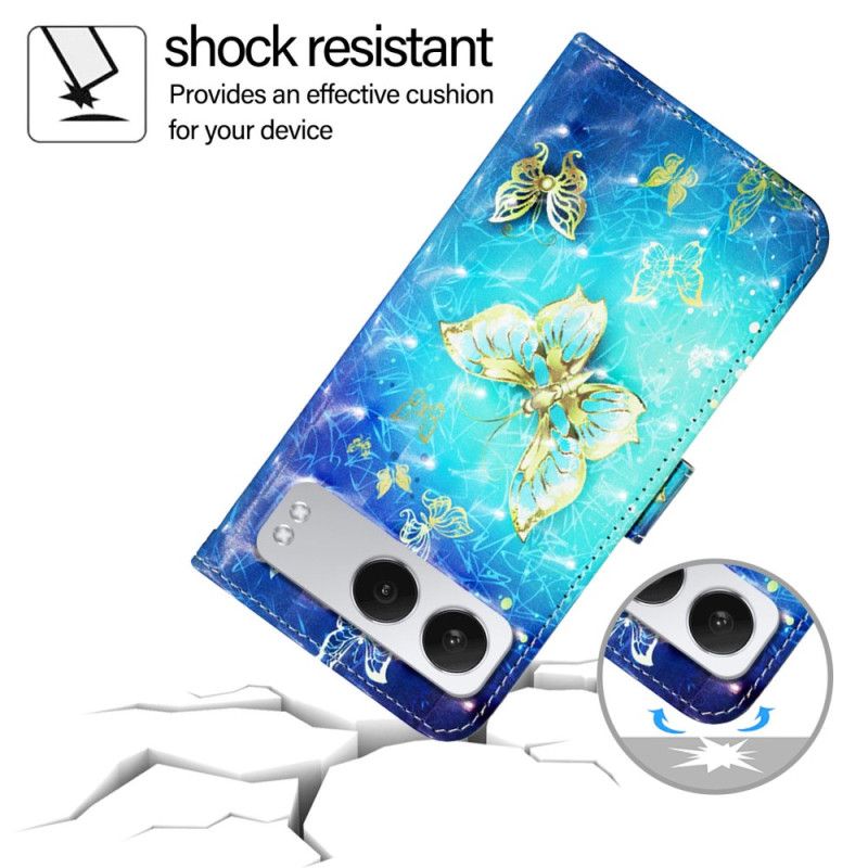 Folio Deksel Oneplus Nord 4 Gullsommerfugler Beskyttelse Deksel