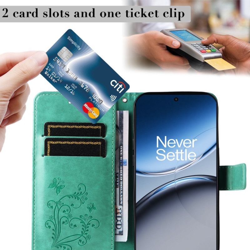 Folio Deksel Oneplus Nord 4 Kjempestor Sommerfuglrem Beskyttelse Deksel