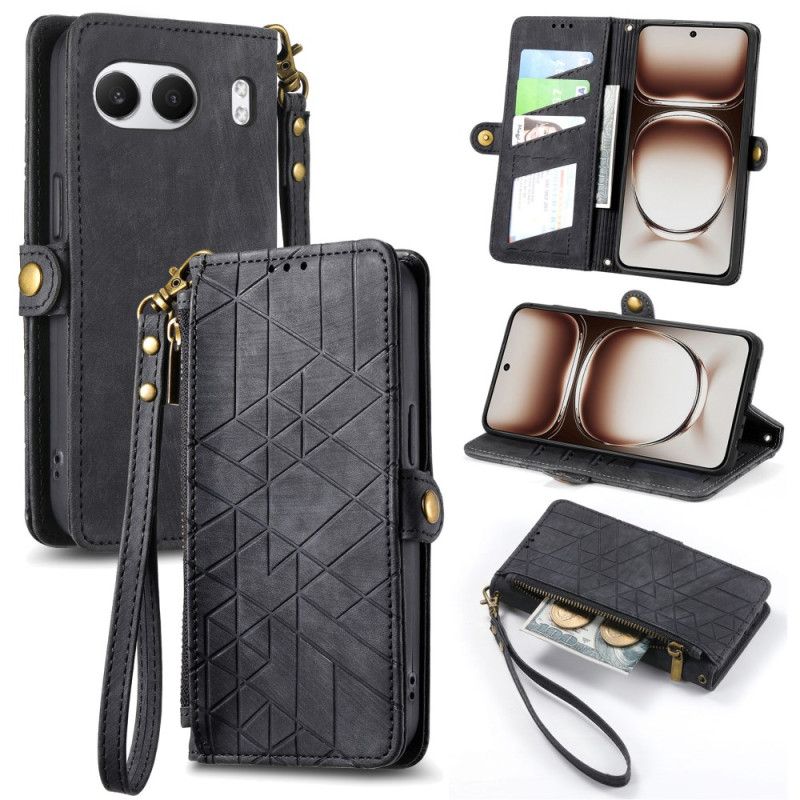 Folio Deksel Til Oneplus Nord 4 Lommebok Med Geometrisk Mønster