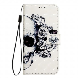 Lærdeksel Folio Deksel Oneplus Nord 4 Mobildeksel Blomsterhodeskalle