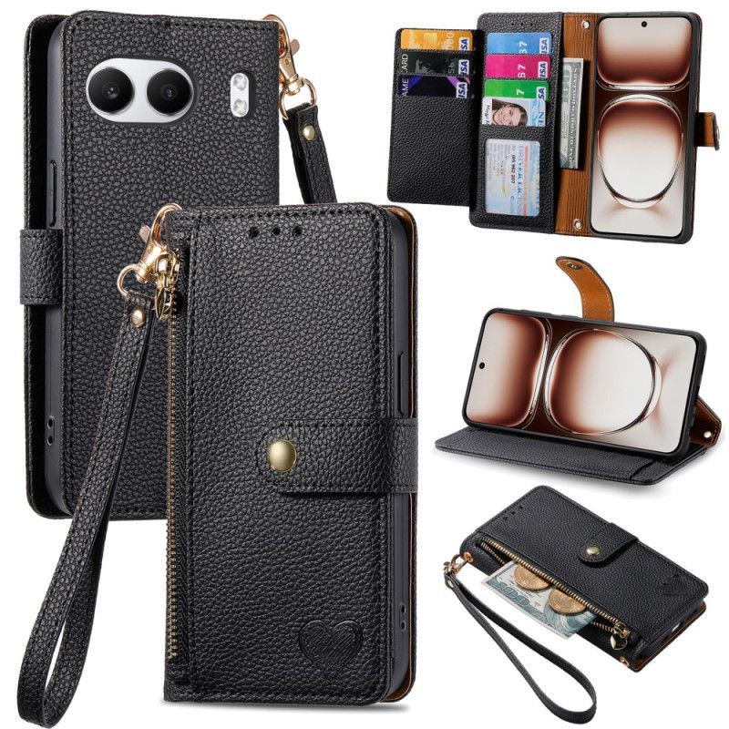 Lærdeksel Folio Deksel Oneplus Nord 4 Mobildeksel Hjerte Rfid-blokkerende Lommebok