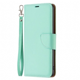Lærdeksel Til Xiaomi 12T / 12T Pro Med Kjede Strappy Litchi Leather Style