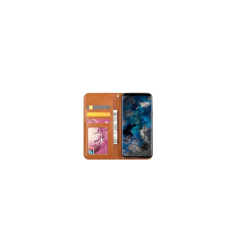 Folio Deksel Til Samsung Galaxy S9 Anti-fall Skinnlommebok - Brun
