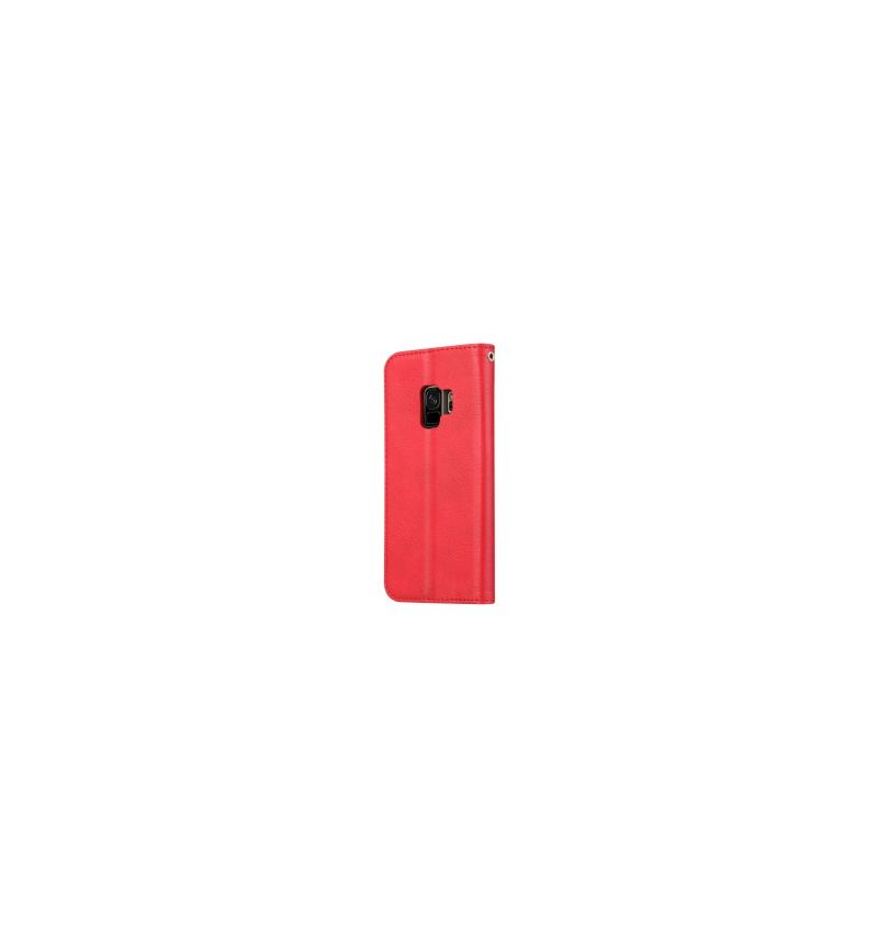Lærdeksel Til Samsung Galaxy S9 Originalitet Skinnlommebok - Rød