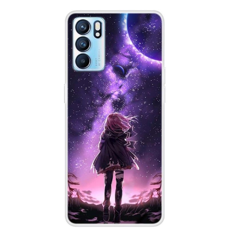 Deksel Til Oppo Reno 6 5G Originalitet Fullmåne Jente Illustrasjon