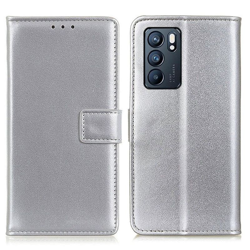 Folio Deksel Til Oppo Reno 6 5G Grunnleggende Kunstskinn