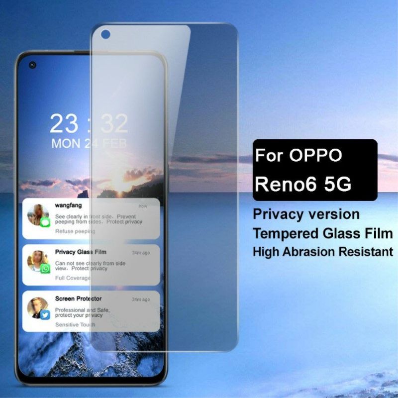 Oppo Reno 6 5G Skjermbeskytter Herdet Glass Og Personvernfilter