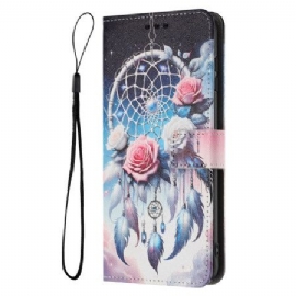 Lærdeksel Folio Deksel Realme 14t 5g Blomstermønster Og Drømmefanger