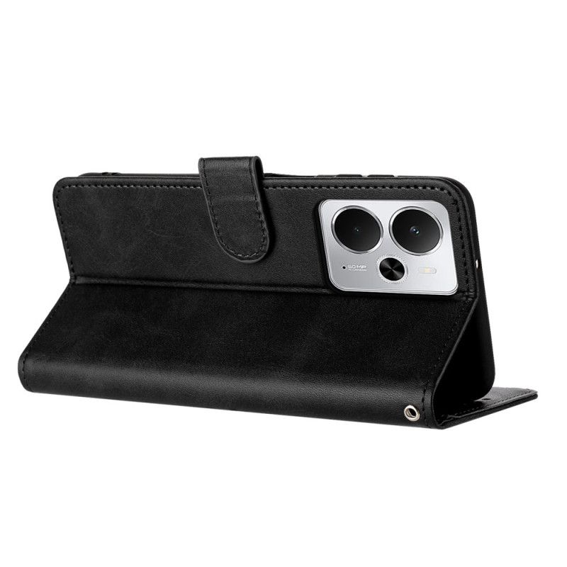 Lærdeksel Folio Deksel Realme 14t 5g Læreffekt Med Snor