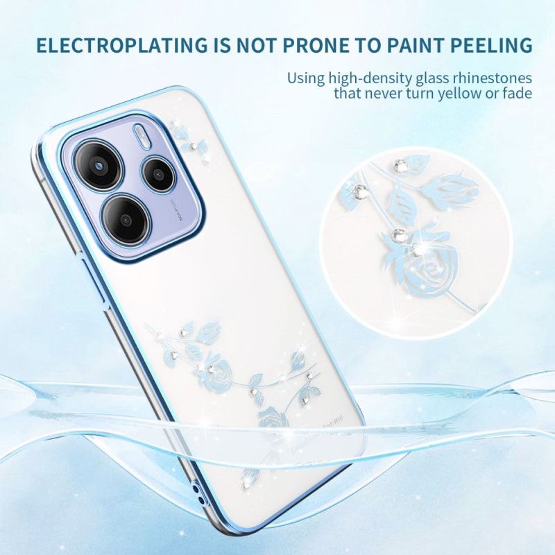 Deksel Xiaomi Redmi Note 14 5g Kadem Blomster Og Strass Beskyttelse Deksel