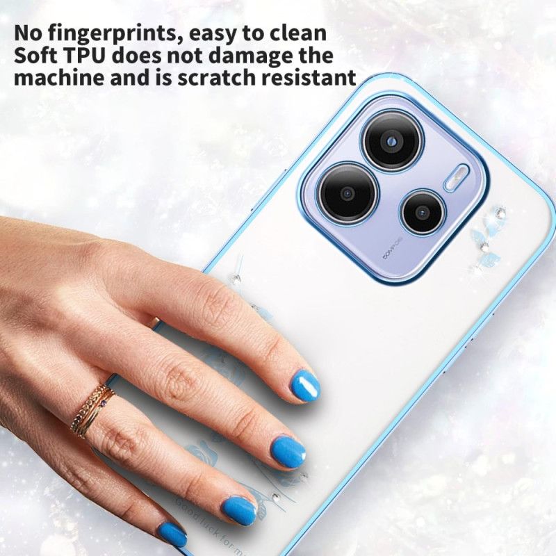 Deksel Xiaomi Redmi Note 14 5g Kadem Blomster Og Strass Beskyttelse Deksel