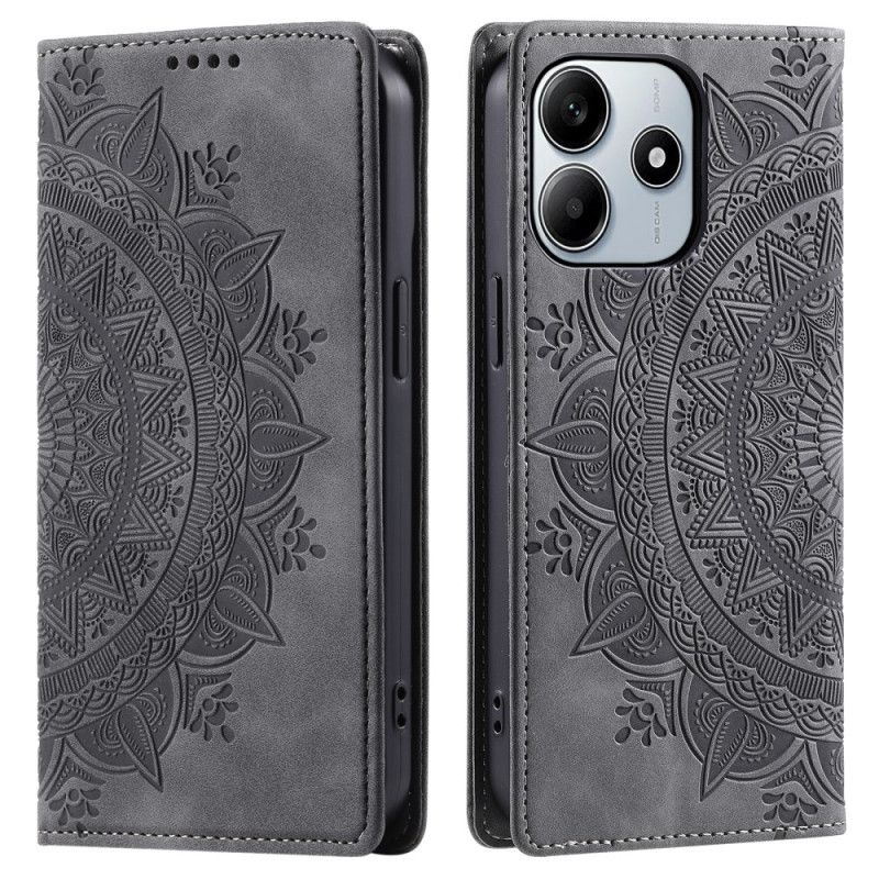 Folio Deksel Lær Xiaomi Redmi Note 14 5g Mobildeksel Mandala Semsket Skinneffekt