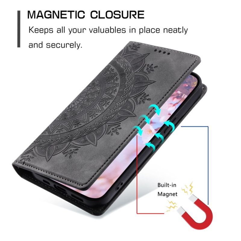 Folio Deksel Lær Xiaomi Redmi Note 14 5g Mobildeksel Mandala Semsket Skinneffekt