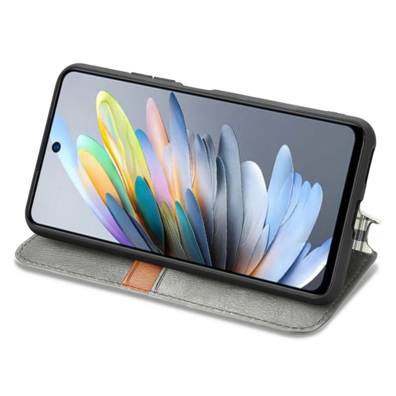 Folio Deksel Lær Xiaomi Redmi Note 14 5g Mobildeksel Vintage Skinneffekt