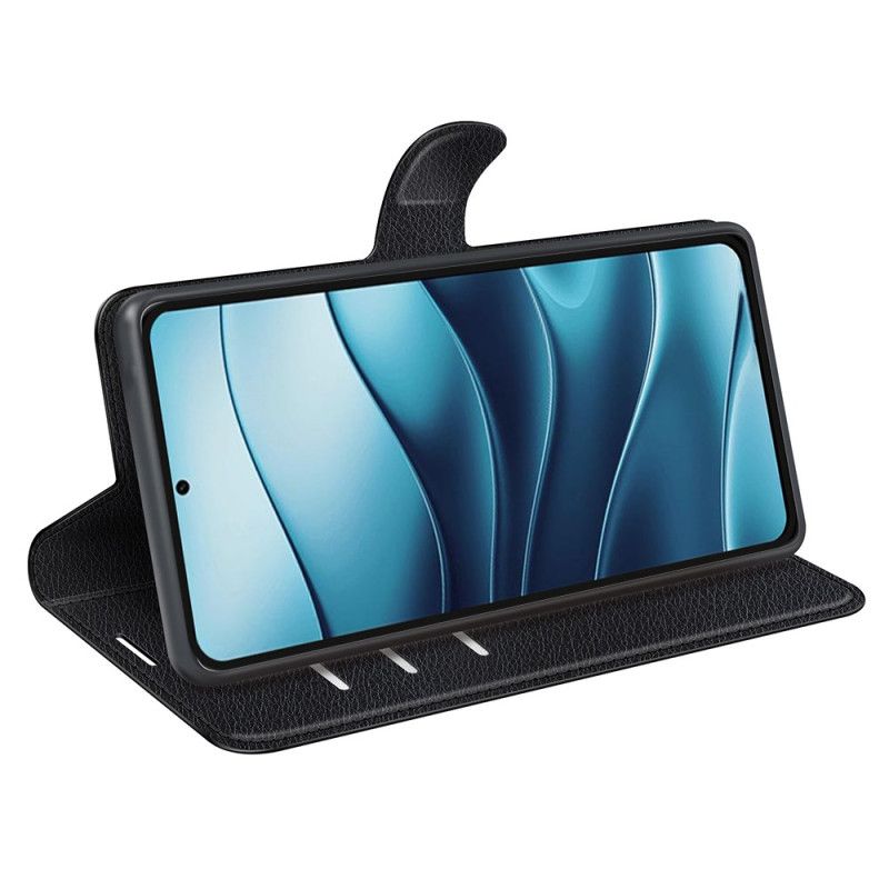 Folio Deksel Til Xiaomi Redmi Note 14 5g Klassisk Litchi-imitasjonsskinn