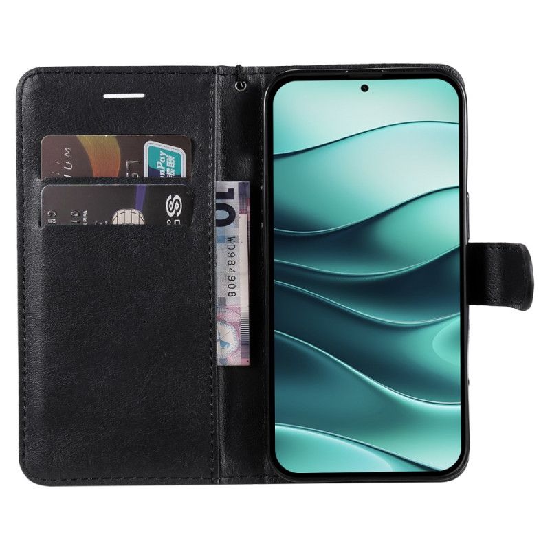 Folio Deksel Xiaomi Redmi Note 14 5g Fuskeskinn Med Stropp