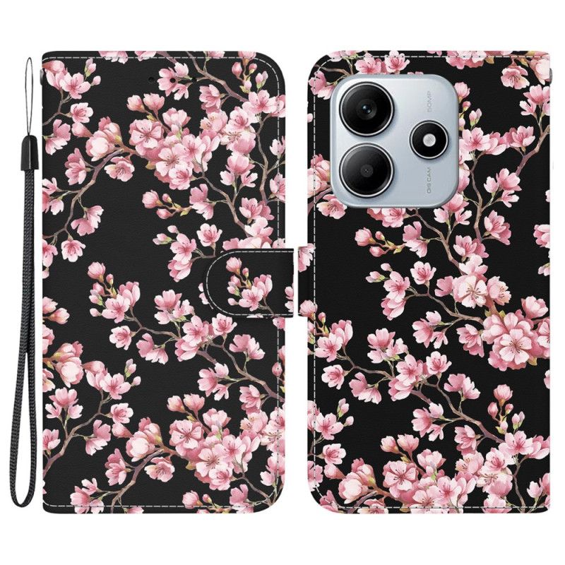 Folio Deksel Xiaomi Redmi Note 14 5g Plommeblomster Beskyttelse Deksel