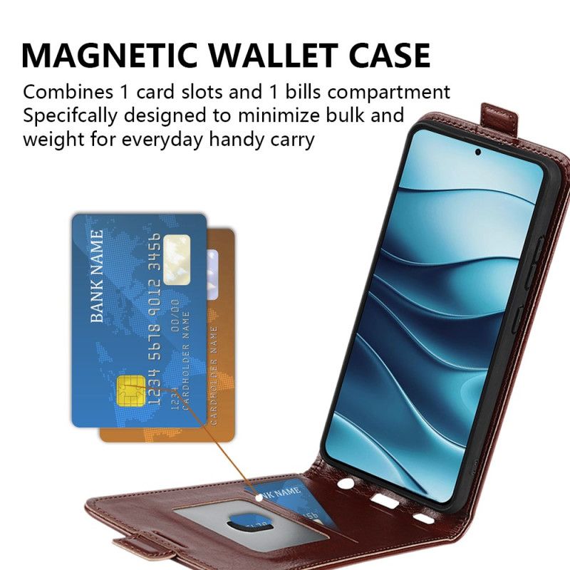 Folio Deksel Xiaomi Redmi Note 14 5g Vertikal Klaff Og Kortspor Beskyttelse Deksel