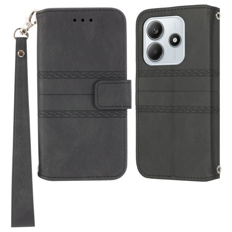 Lærdeksel Folio Deksel Xiaomi Redmi Note 14 5g Mobildeksel Frisemønster Med Stropp