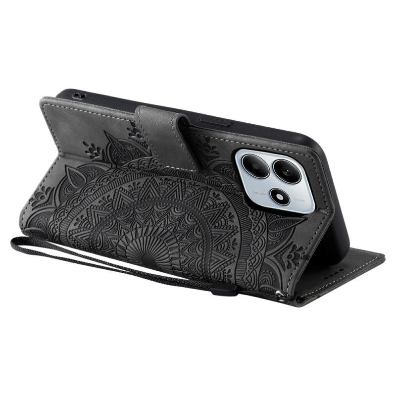 Lærdeksel Folio Deksel Xiaomi Redmi Note 14 5g Mobildeksel Mandala Semsket Skinn-effekt