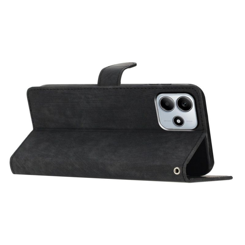 Lærdeksel Folio Deksel Xiaomi Redmi Note 14 5g Mobildeksel Semsket Skinneffekt Med Stropp