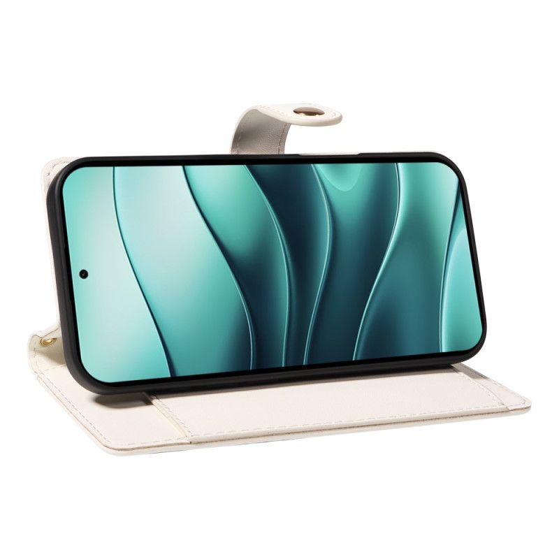 Lærdeksel Folio Deksel Xiaomi Redmi Note 14 5g Mobildeksel Vattert Med Stropper