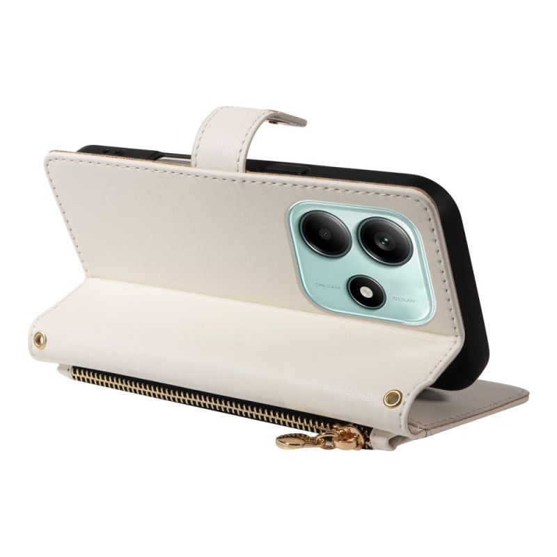 Lærdeksel Folio Deksel Xiaomi Redmi Note 14 5g Mobildeksel Vattert Med Stropper