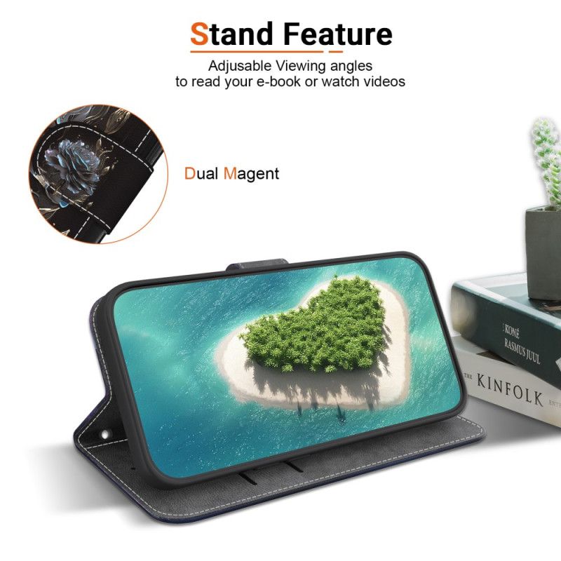 Lærdeksel Folio Deksel Xiaomi Redmi Note 14 5g Svart Peon