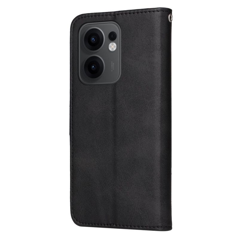 Folio Deksel Oppo Reno 13f 4g / 5g / 13 Fs 5g Ensfarget Kunstskinn Med Stropp Beskyttelse Deksel