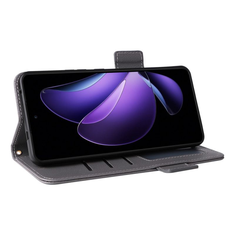 Folio Deksel Oppo Reno 13f 4g / 5g / 13 Fs 5g Snor I Litchi-kunstskinn